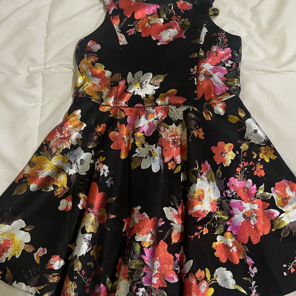 Pippa & Julie Black Floral Kids Dress